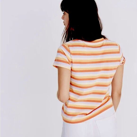 Madewell Embroidered Daisy Striped Shirt Size XS - Picture 7 of 13